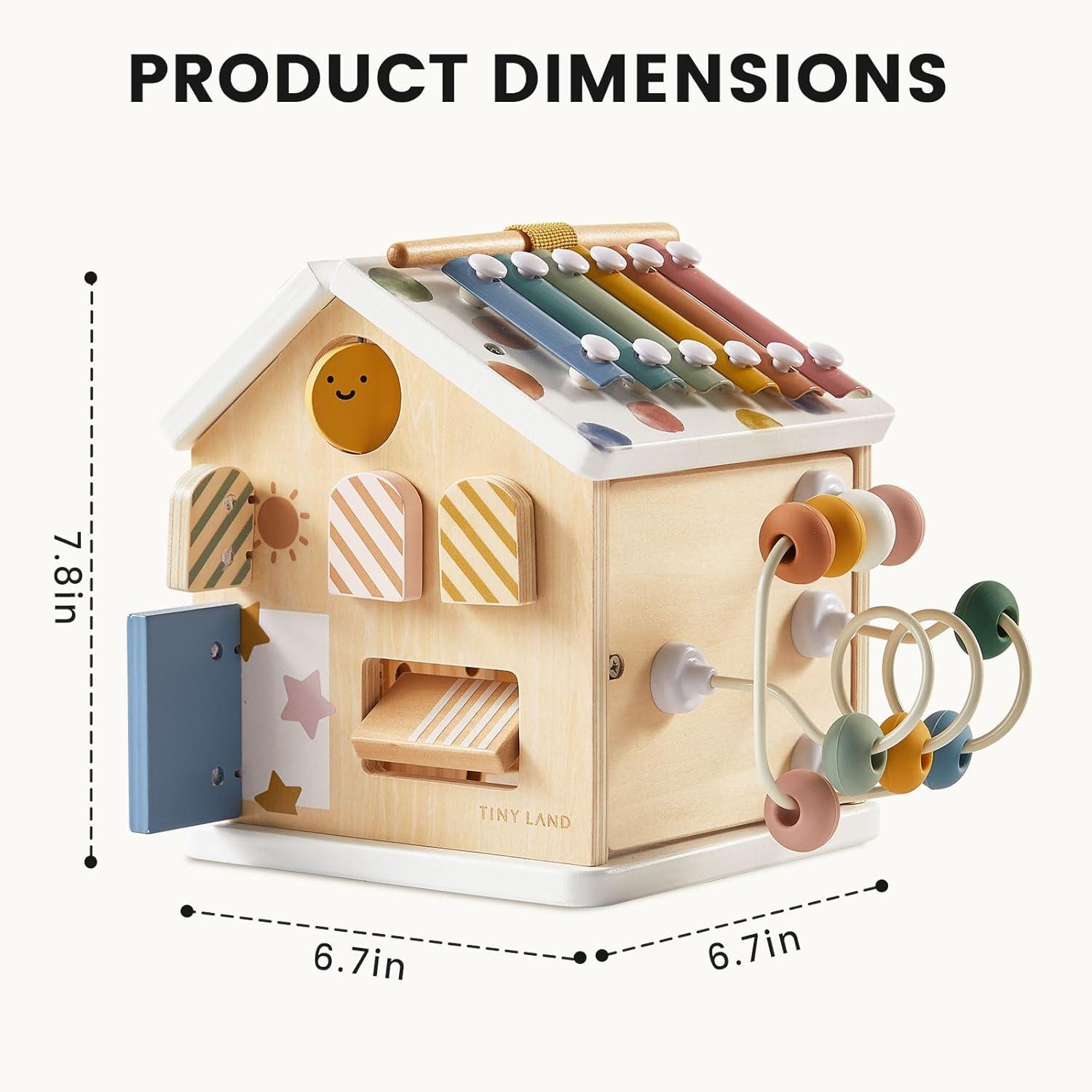 imageTiny Land 9in1 Wooden Activity Cube Montessori Baby Activity Center for 1 Year Old Educational Toy for Toddlers Ideal Gift for Boys and Girls MorandiMorandi