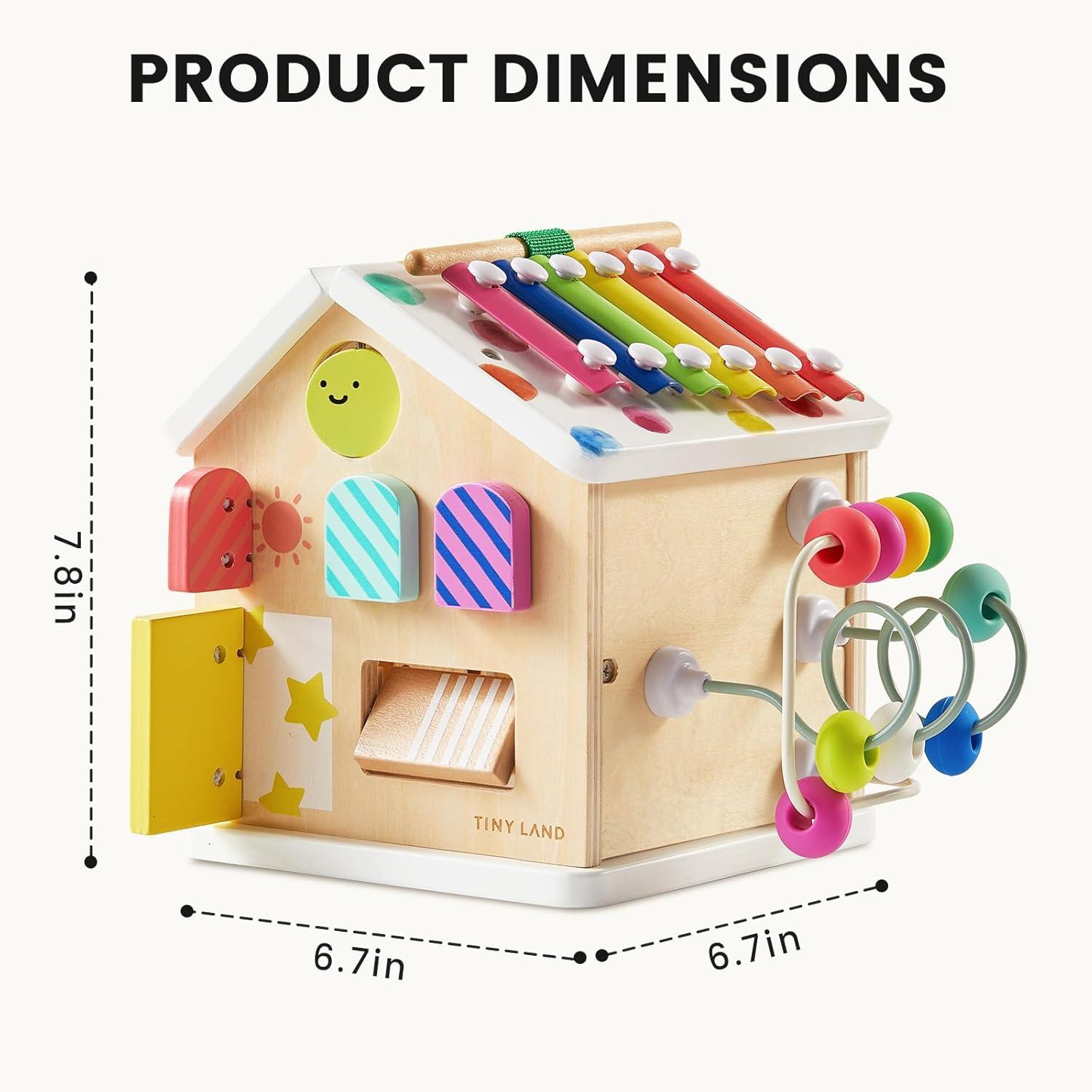imageTiny Land 9in1 Wooden Activity Cube Montessori Baby Activity Center for 1 Year Old Educational Toy for Toddlers Ideal Gift for Boys and Girls MorandiRainbow