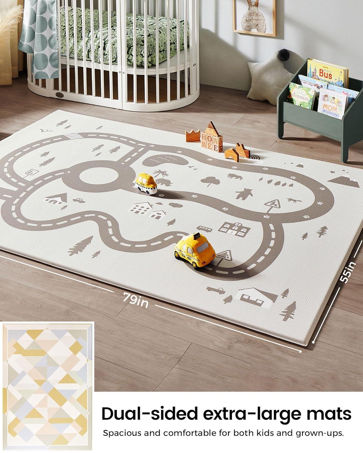 imageTiny Land Baby Play Mat Extra Large 78x55 Waterproof Crawling Playmat for Infants amp Toddlers Reversible NonSlip Foam Floor Mat Soft Thick Foldable Modern Zoo OasisModern Zoo Oasis