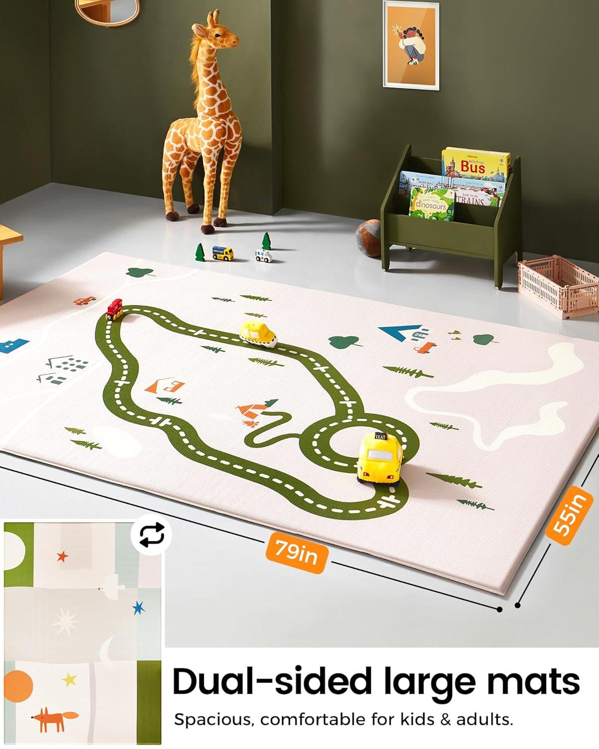 imageTiny Land Baby Play Mat Extra Large 78x55 Waterproof Crawling Playmat for Infants amp Toddlers Reversible NonSlip Foam Floor Mat Soft Thick Foldable Modern Zoo OasisForest Wonders