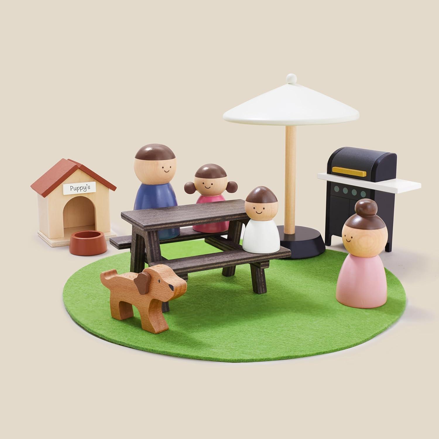imageTiny Land Doll House Modern Family Dollhouse with Realistic Design Wooden Dollhouse with 53Pcs Furniture Ideal Gift for Kids Ages 3
