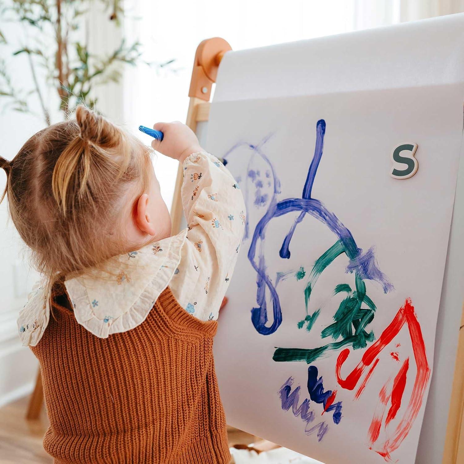 imageTiny Land Easel for Kids DoubleSided Magnetic Easel Adjustable Wooden Kids Art Easel with Paper Roll LearningToy for 345678 Years Old Boy amp Girls