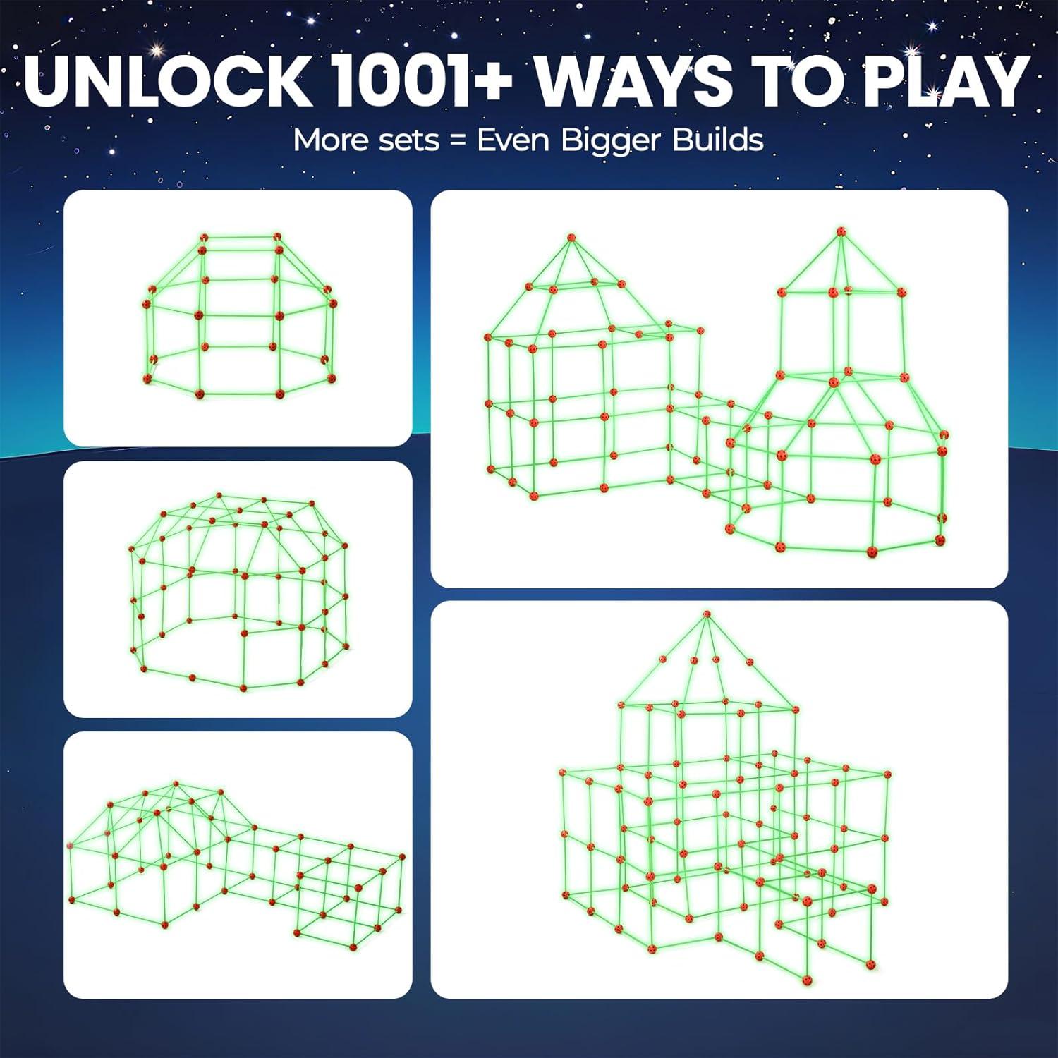 imageTiny Land Glow Fort Building Kit for Kids Creative Fort Indoor amp Outdoor Construction Toys with 86 Rods and 44 Balls for 512 Year Old Boys amp Girls STEM Building Toy Gifts with Storage Bag