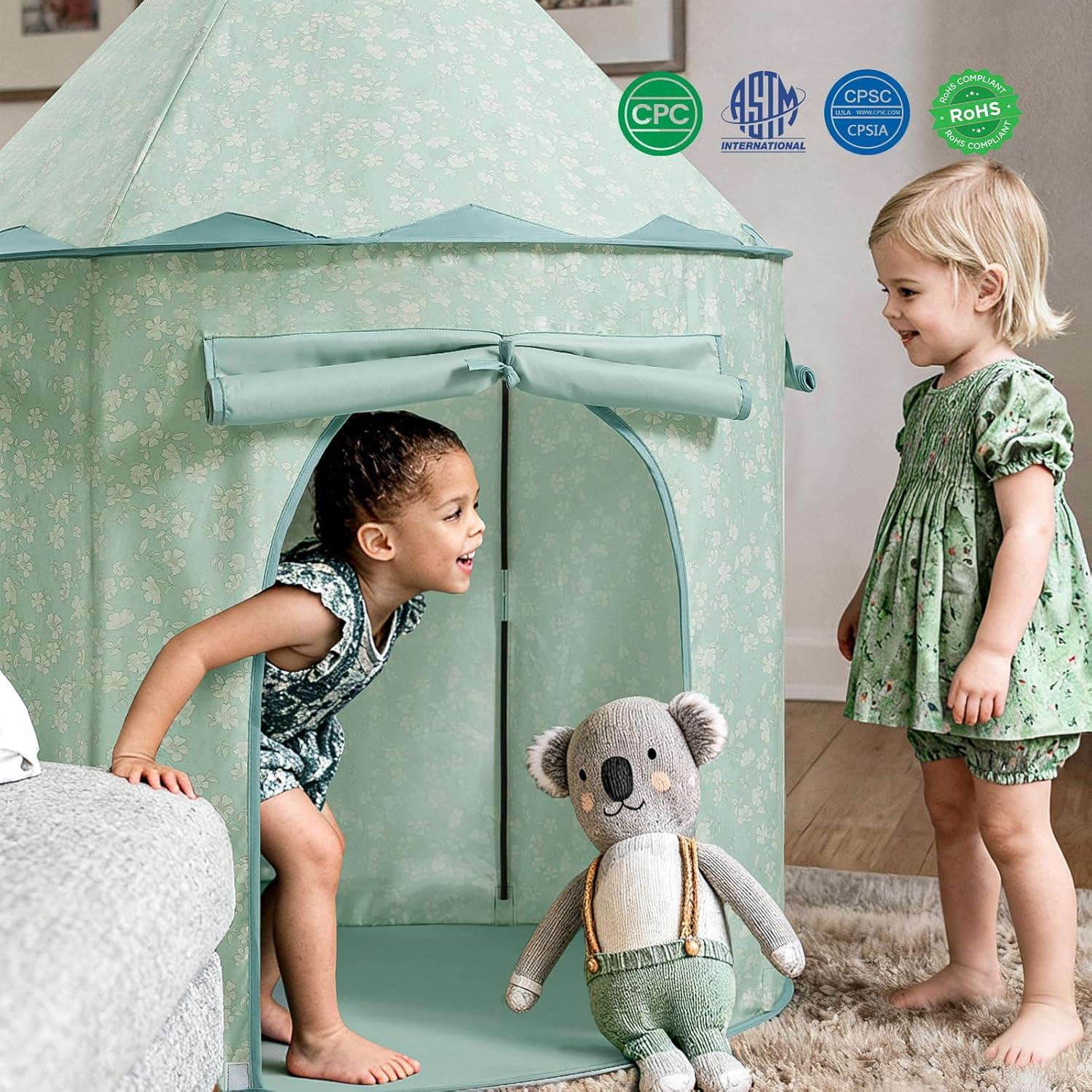 imageTiny Land Kids Play Tent PopUp Cute Toddler Tents Portable Baby Tent for Indoor Fun amp ImaginationGreen