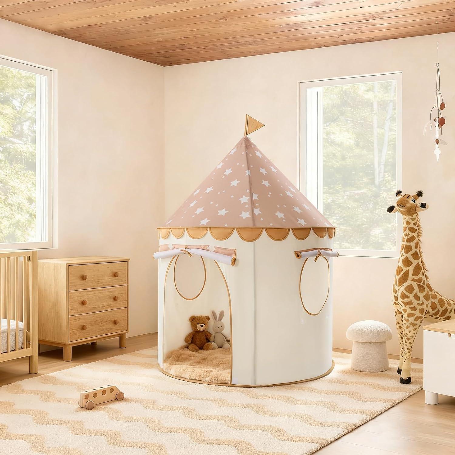 imageTiny Land Kids Play Tent PopUp Cute Toddler Tents Portable Baby Tent for Indoor Fun amp ImaginationKhaki