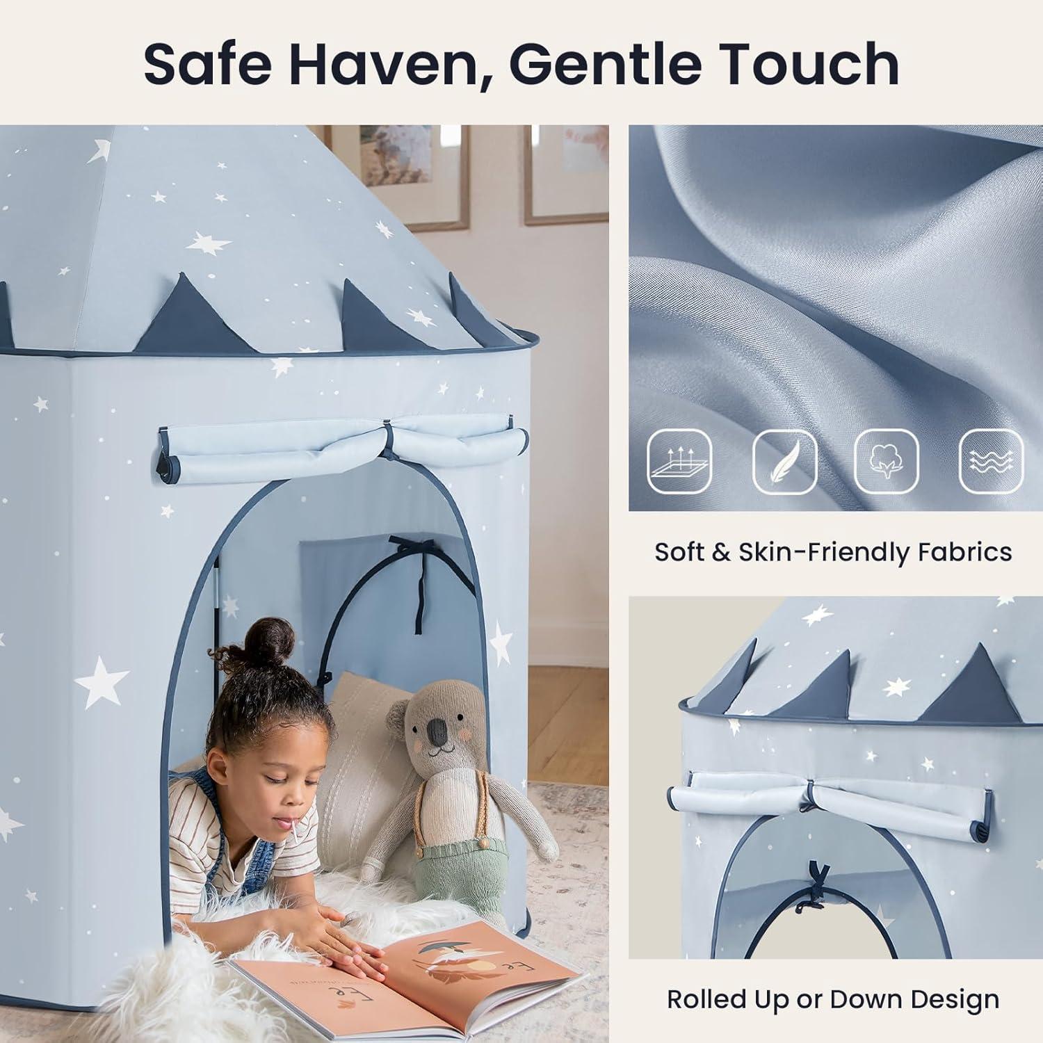 imageTiny Land Kids Play Tent with Tunnel Pop Up Play Tent with Ball Pits for Toddlers Baby Tent with Carry Bag Toddler Tents IndoorBlue