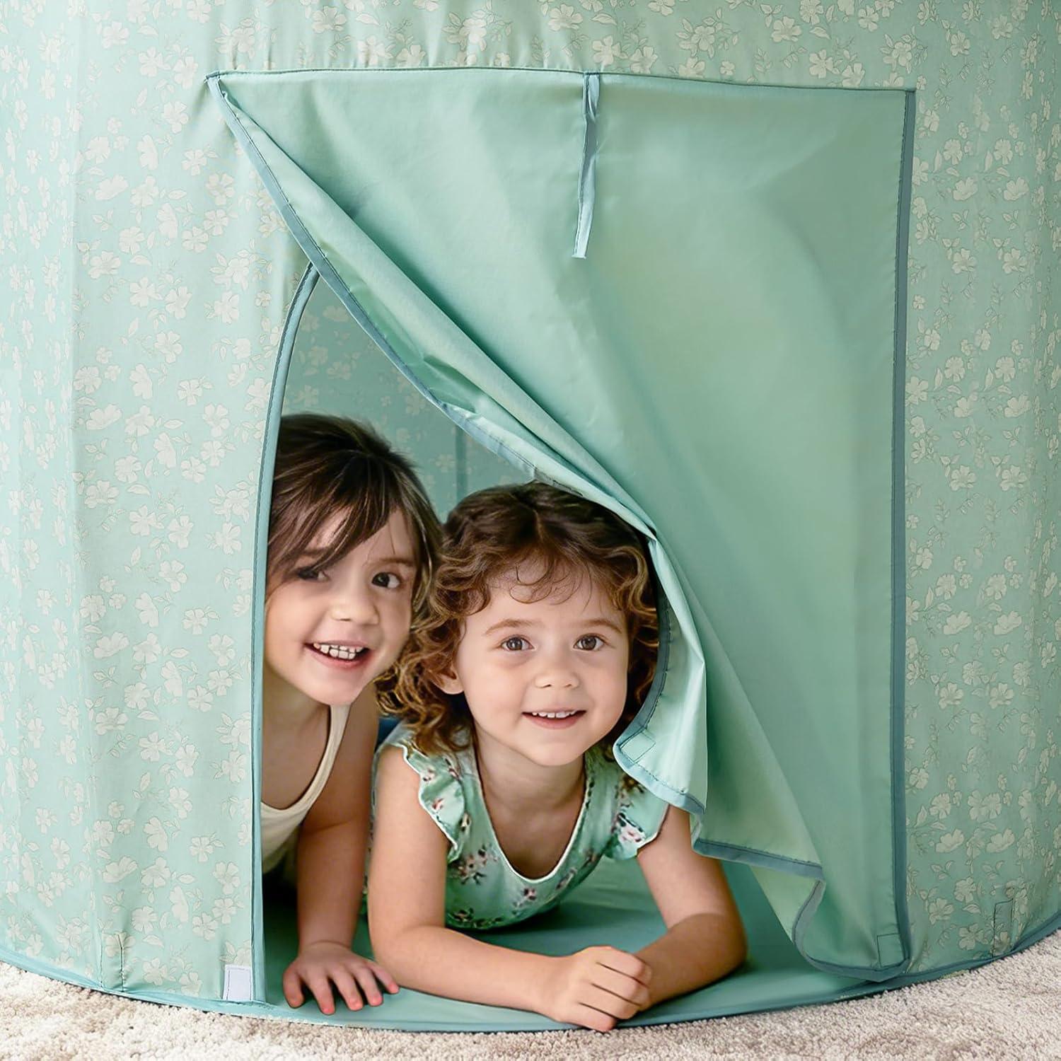 imageTiny Land Kids Play Tent with Tunnel Pop Up Play Tent with Ball Pits for Toddlers Baby Tent with Carry Bag Toddler Tents IndoorGreen