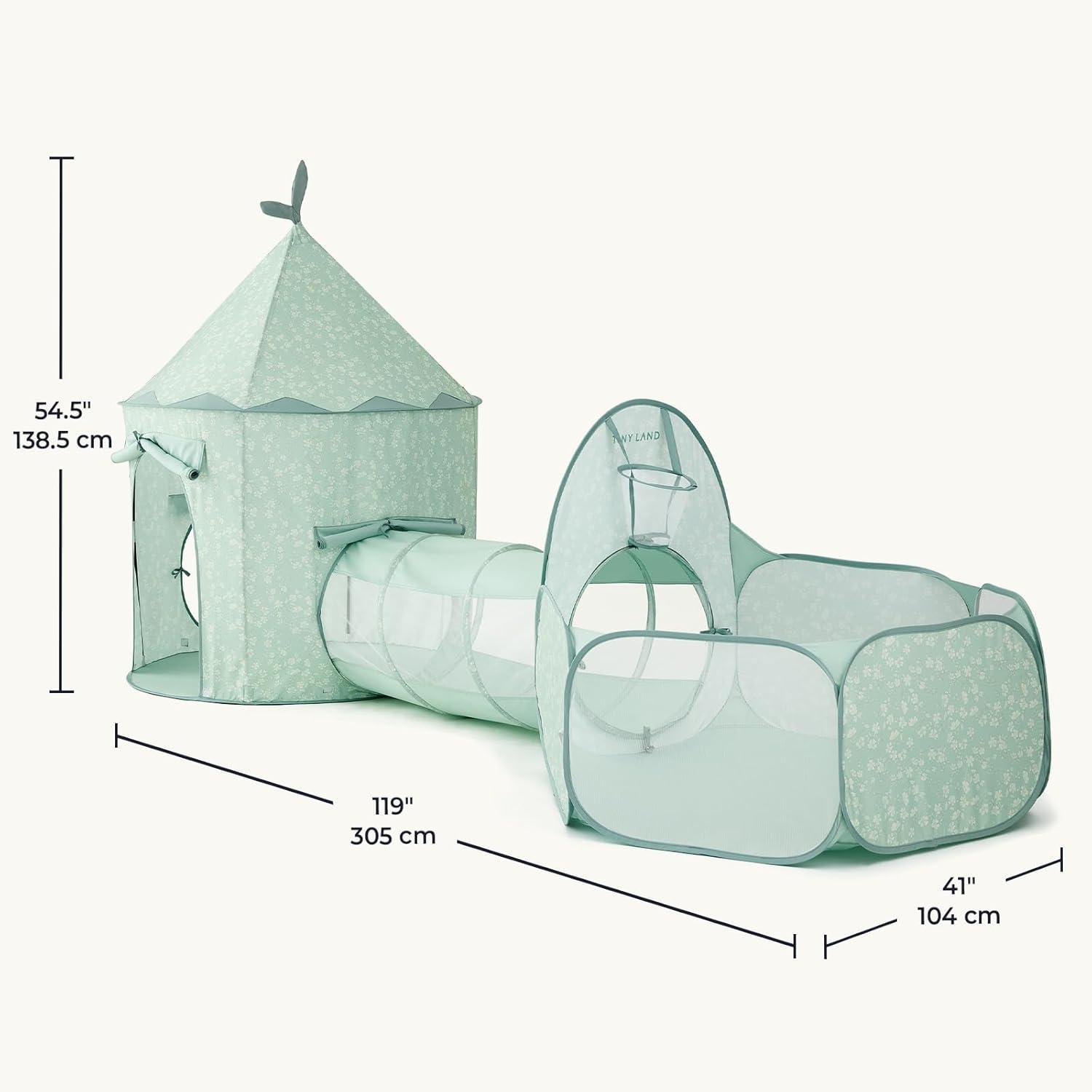 imageTiny Land Kids Play Tent with Tunnel Pop Up Play Tent with Ball Pits for Toddlers Baby Tent with Carry Bag Toddler Tents IndoorGreen