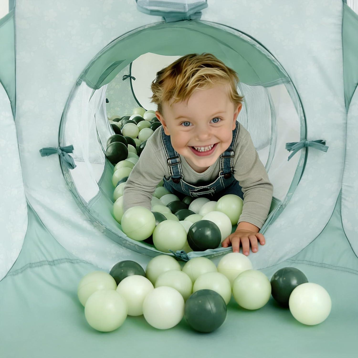 imageTiny Land Kids Play Tent with Tunnel Pop Up Play Tent with Ball Pits for Toddlers Baby Tent with Carry Bag Toddler Tents IndoorGreen