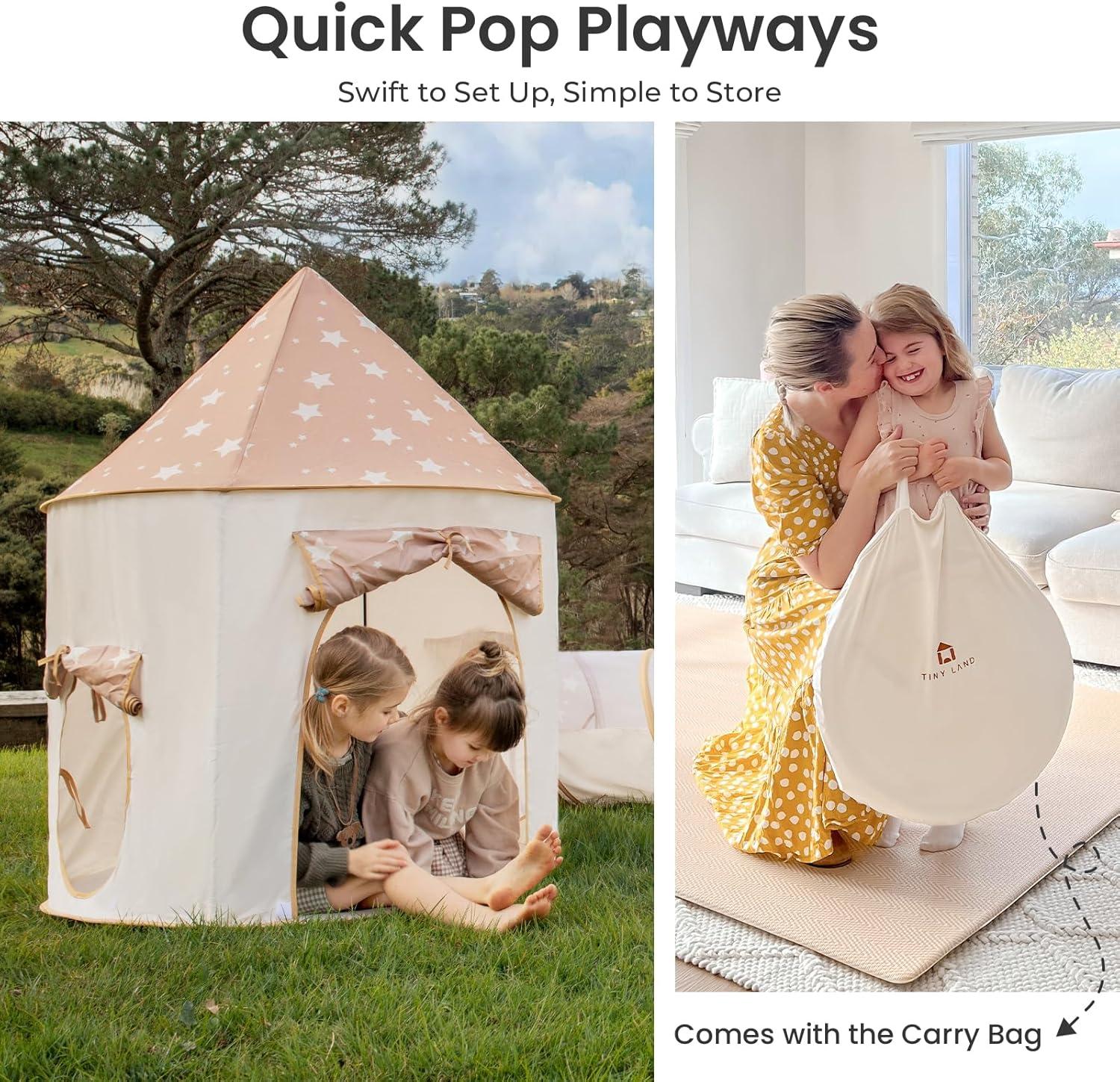 imageTiny Land Kids Play Tent with Tunnel Pop Up Play Tent with Ball Pits for Toddlers Baby Tent with Carry Bag Toddler Tents IndoorKhaki