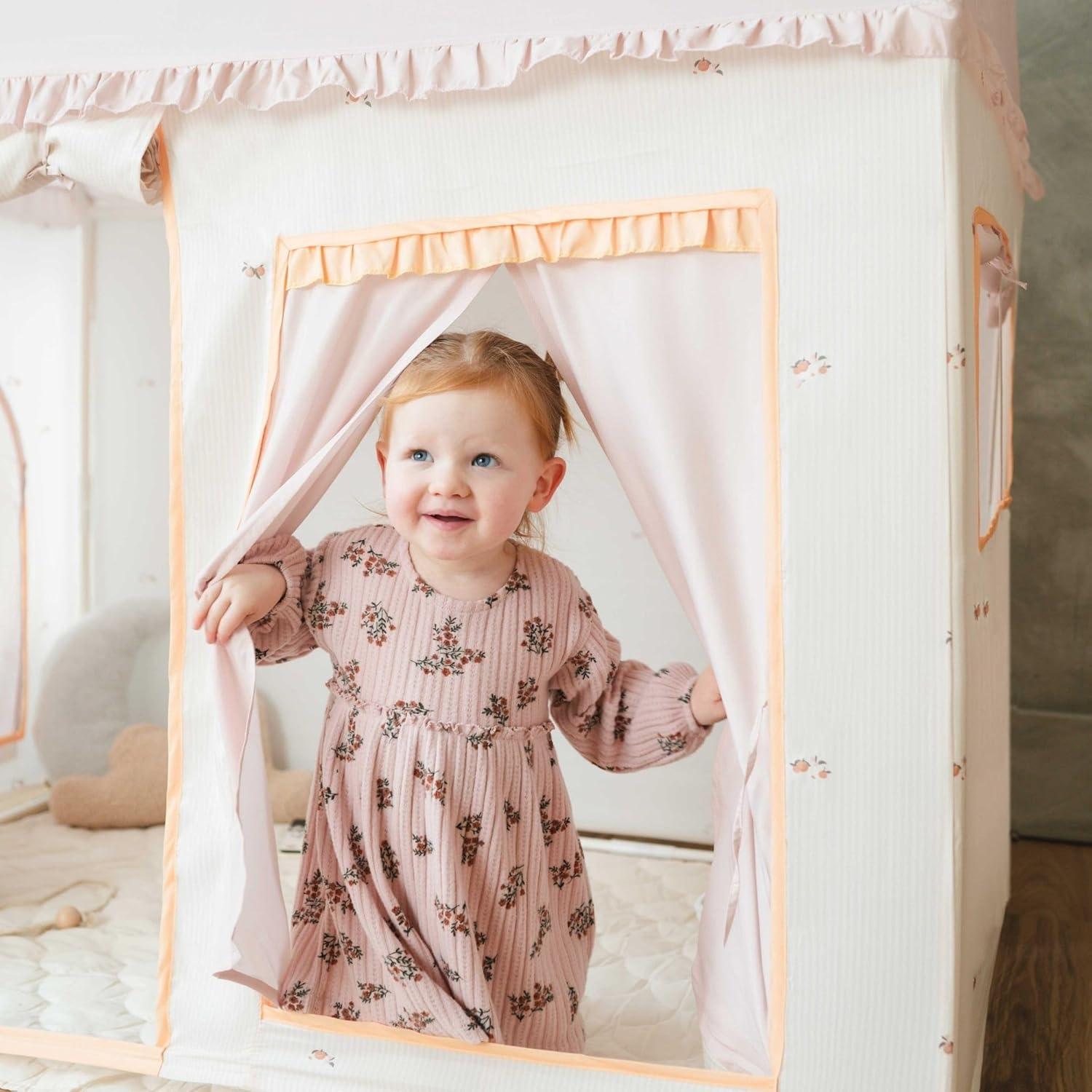 imageTiny Land Kids Tent with Mat Kids Play Tent for Toddlers Playhouse for Kid Indoor Ideal Toy Gift for 3 Girls Play Room FurniturePink and Creamy White