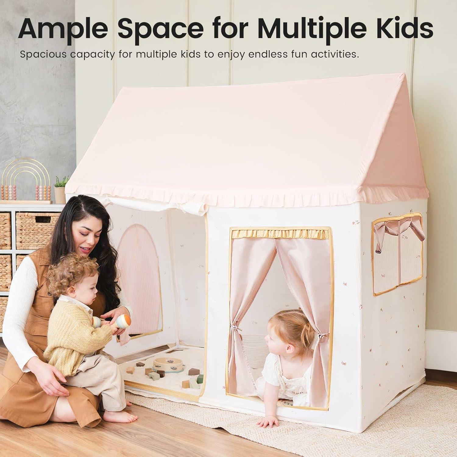 imageTiny Land Kids Tent with Mat Kids Play Tent for Toddlers Playhouse for Kid Indoor Ideal Toy Gift for 3 Girls Play Room FurniturePink and Creamy White