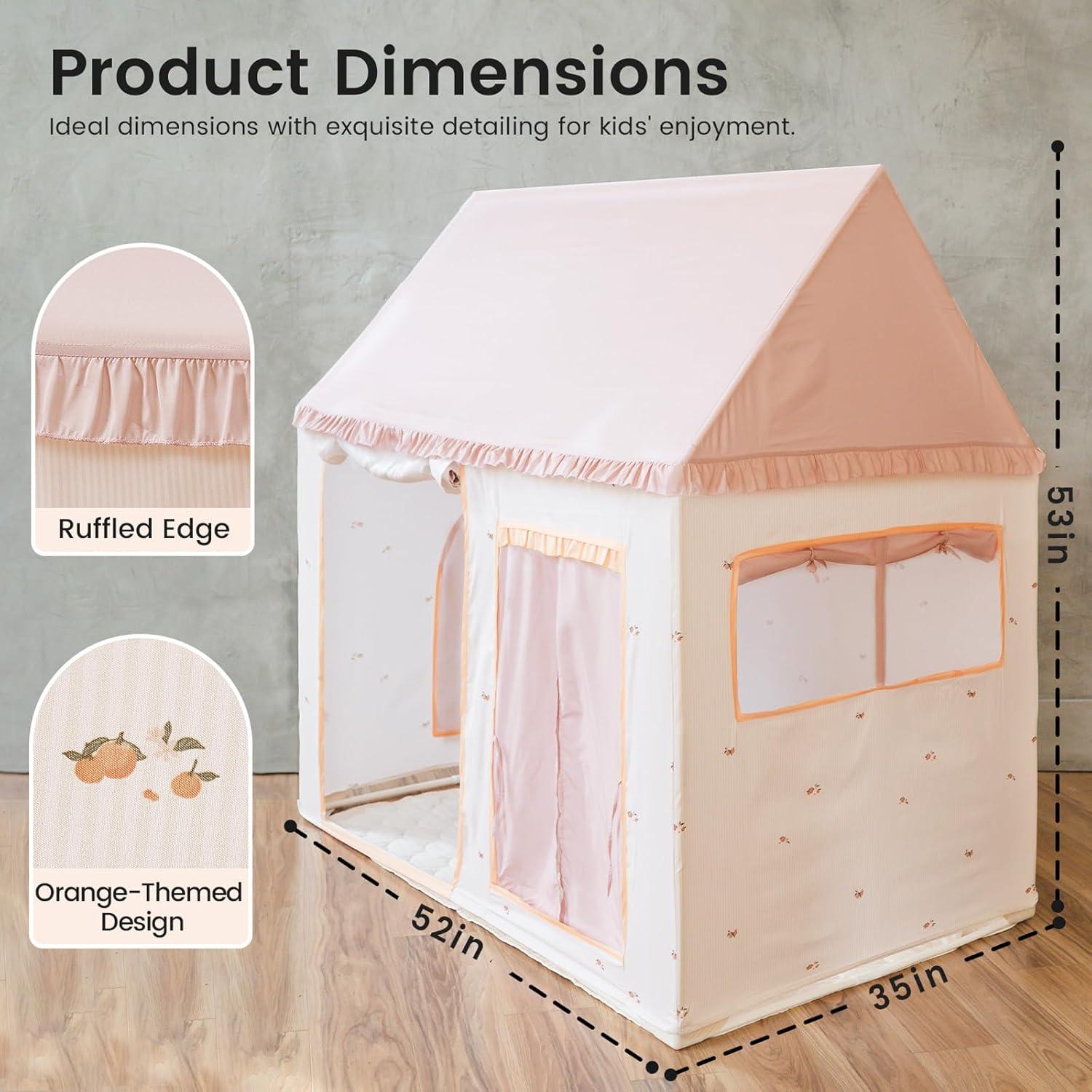 imageTiny Land Kids Tent with Mat Kids Play Tent for Toddlers Playhouse for Kid Indoor Ideal Toy Gift for 3 Girls Play Room FurniturePink and Creamy White