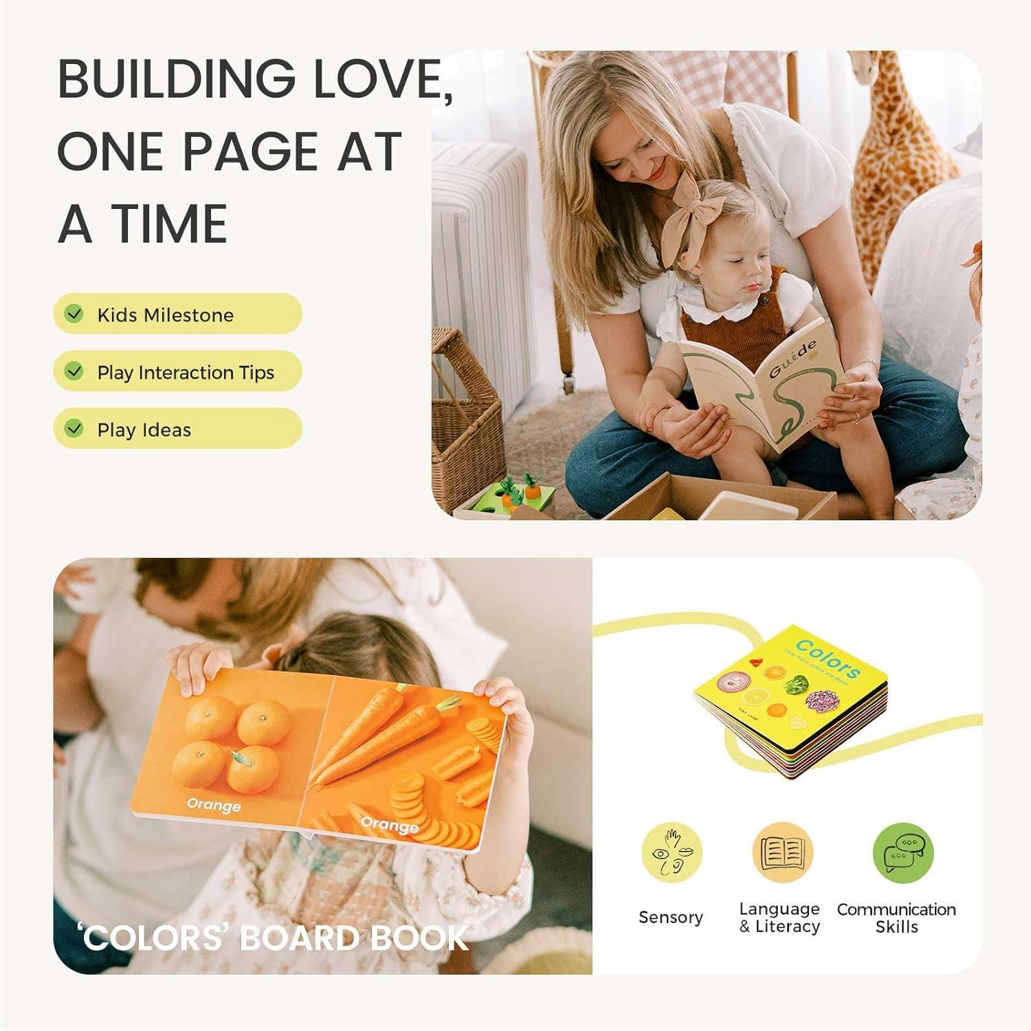 imageTiny Land Montessori Toy Set for Babies 79 Months Senser Play Kit 5in1 Wooden Learning Toys with Object Permanence Box Sensory Ball Stacking Cups and Mirror PuzzleBody Board Book1315M Educational Box