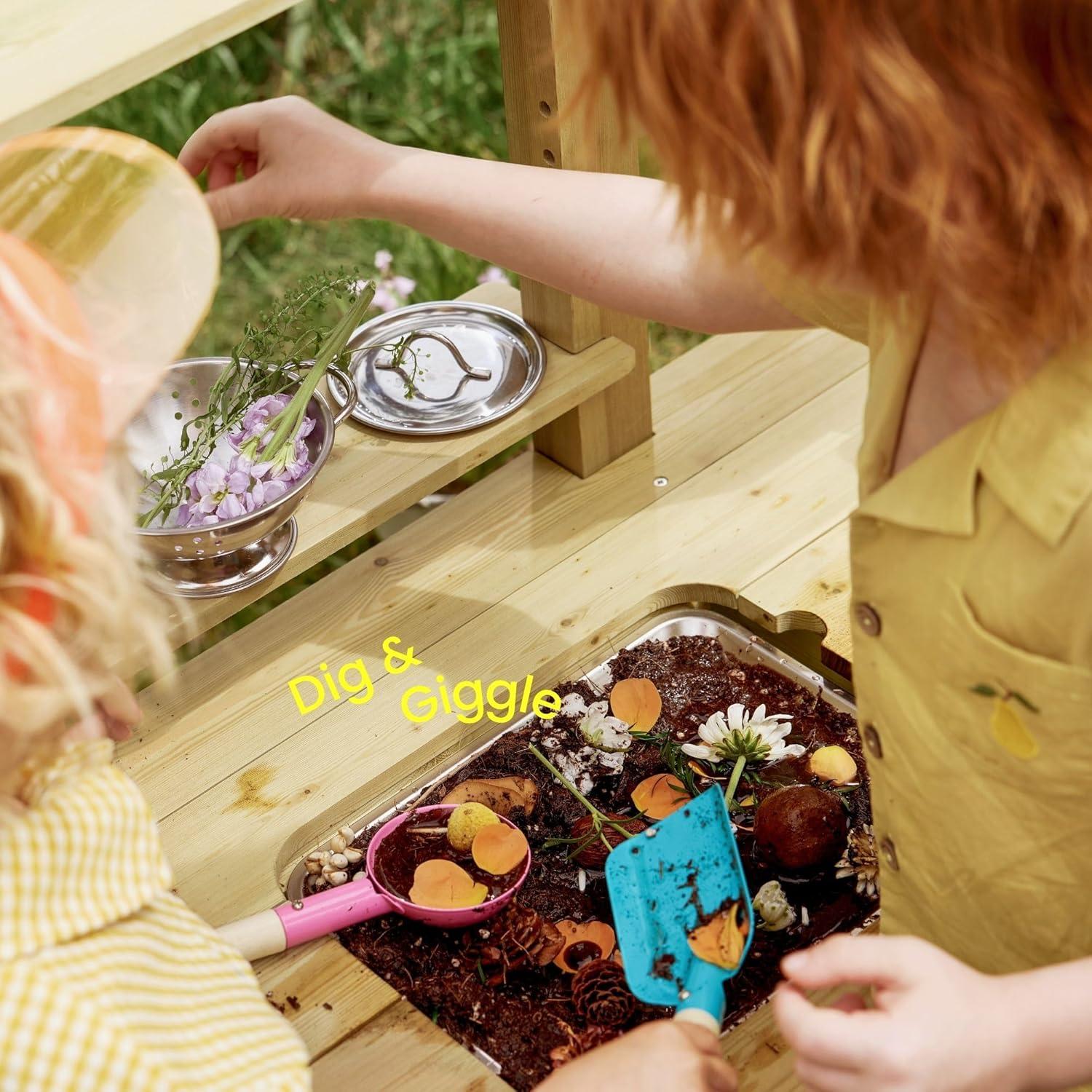 imageTiny Land Outdoor Mud Kitchen for Kids Wooden Play Kitchen with Water Tank Water amp Cooking Play Sensory Fun WeatherResistant with Storage Ideal for Toddlers Ages 3