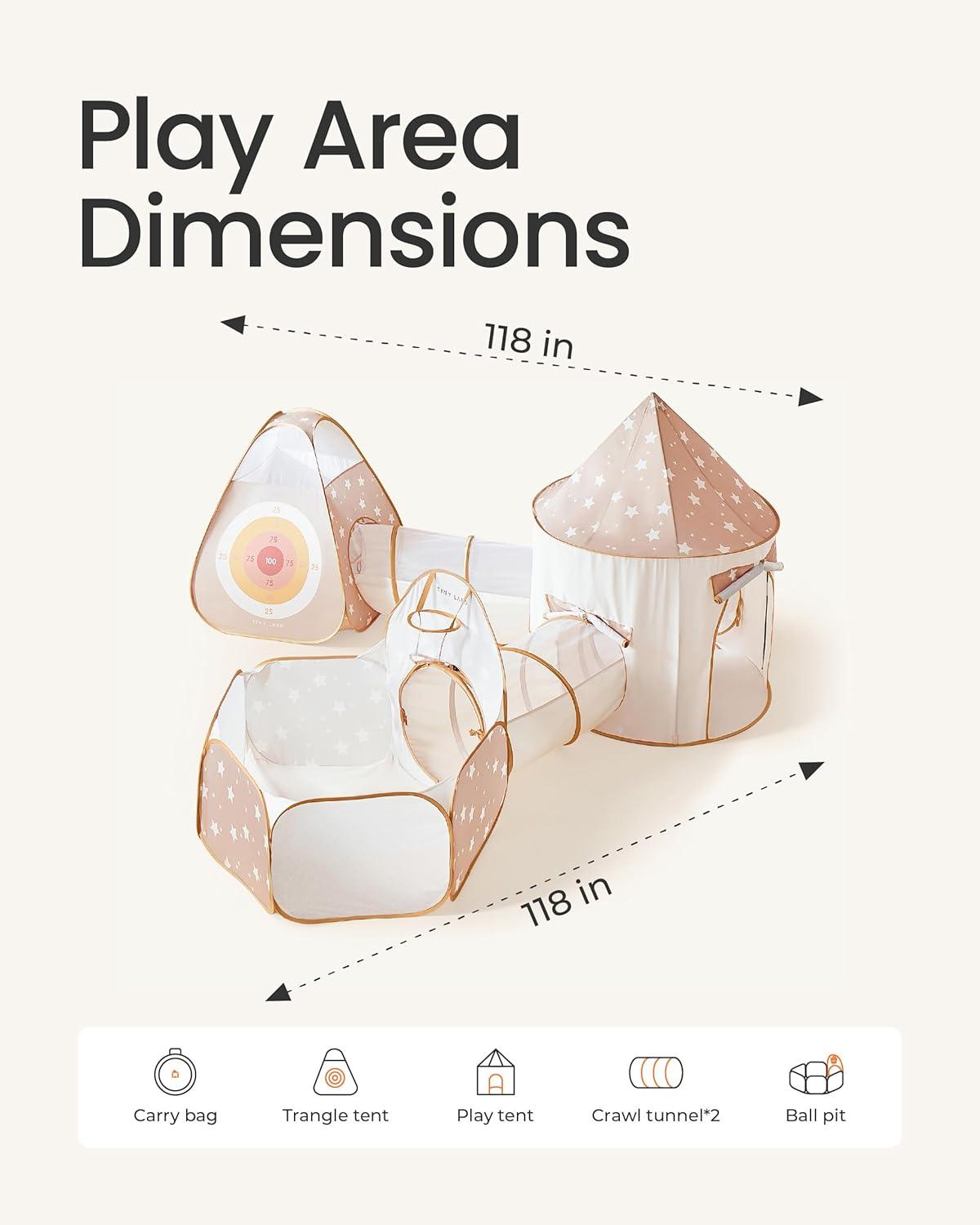 imageTiny Land Play Tunnel and Ball Pit for Toddlers 5pcs Indoor Playground Foldable Pop Up Tents with Carry Bag Outdoor Playhouse with Crawling Toys amp Play Tent Gift for Boys and Girls