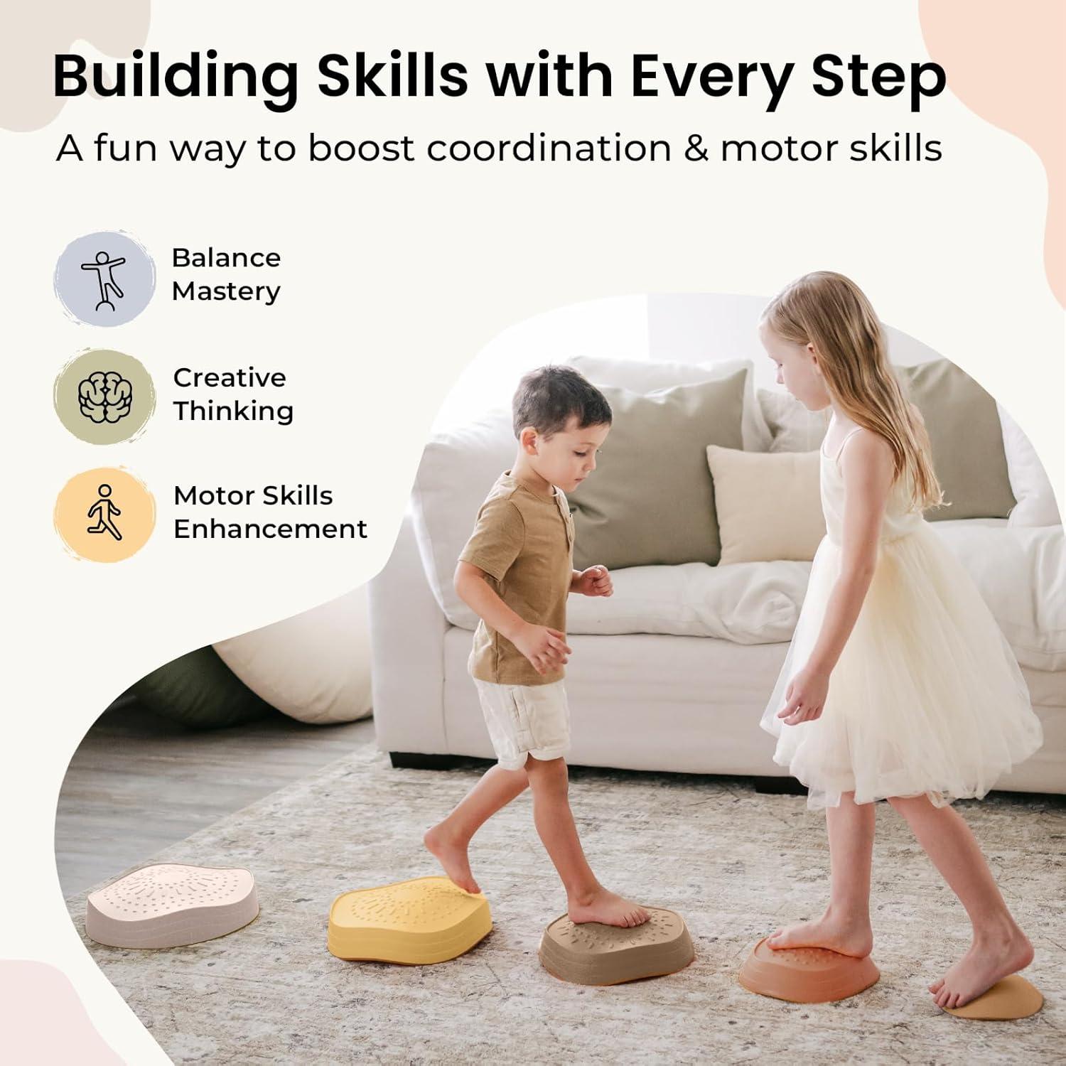 imageTiny Land Stepping Stones for Kids 5pcs NonSlip Toddler Stepping Stones Sensory Stepping Stones for Promoting Toddlers Balance amp Coordination Skills Stepping Stones for Toddlers 35Yellow