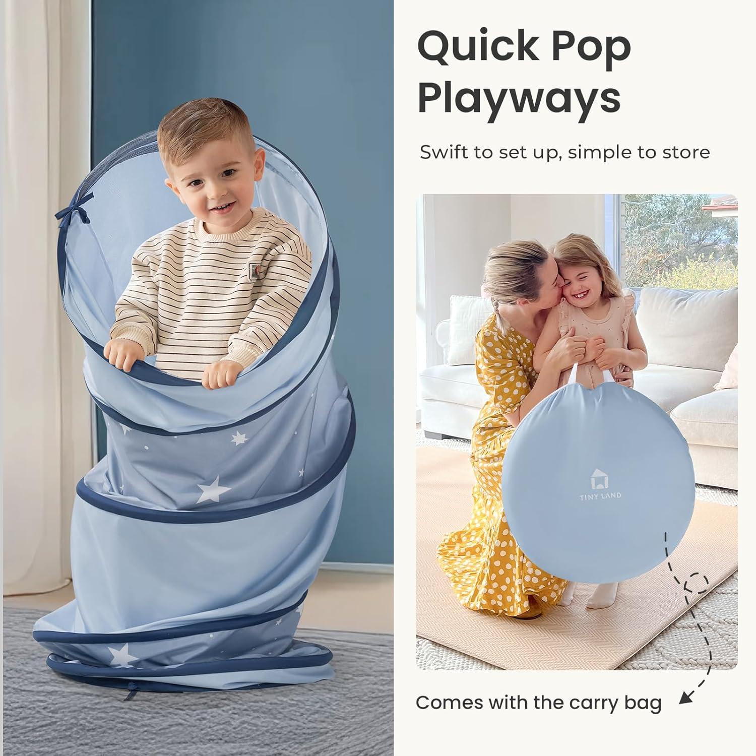 imageTiny Land Tunnel Toys for Toddlers 69 x 18 Baby Tunnel Crawl Indoor Play Tunnel for Kids to Crawl Through Pop Up Dog Tunnel Baby Outdoor ToysBlue