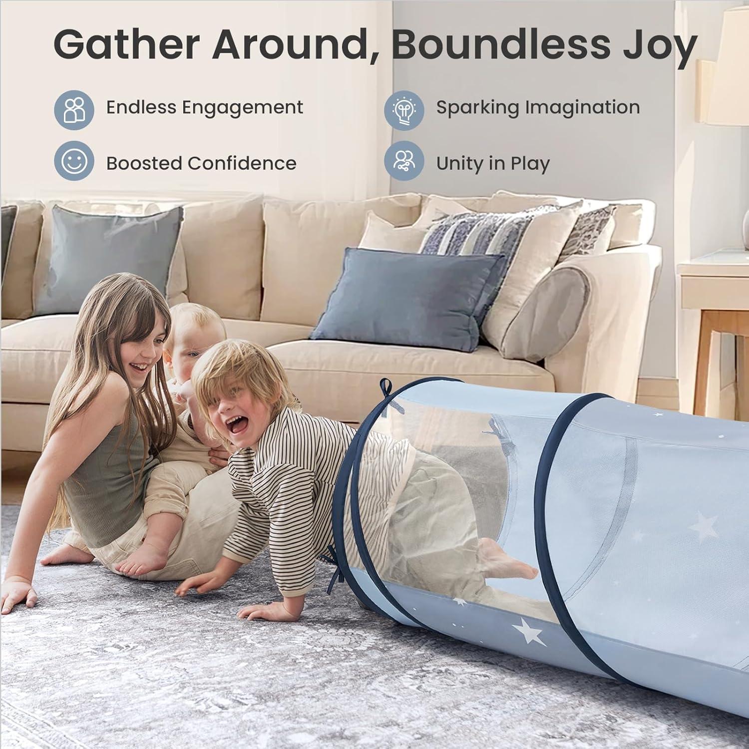 imageTiny Land Tunnel Toys for Toddlers 69 x 18 Baby Tunnel Crawl Indoor Play Tunnel for Kids to Crawl Through Pop Up Dog Tunnel Baby Outdoor ToysBlue