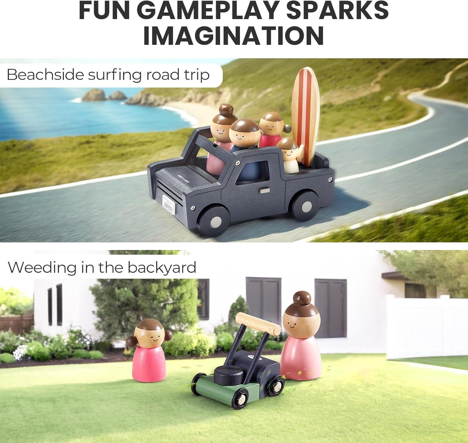 imageTiny Land Wooden Dollhouse Garage Set Realistic Design with Garage WorkbenchLawn Mower amp SUV Car Expansion Dollhouse Furniture amp Accessories for Doll house Educational Pretend Play Gift for Kids