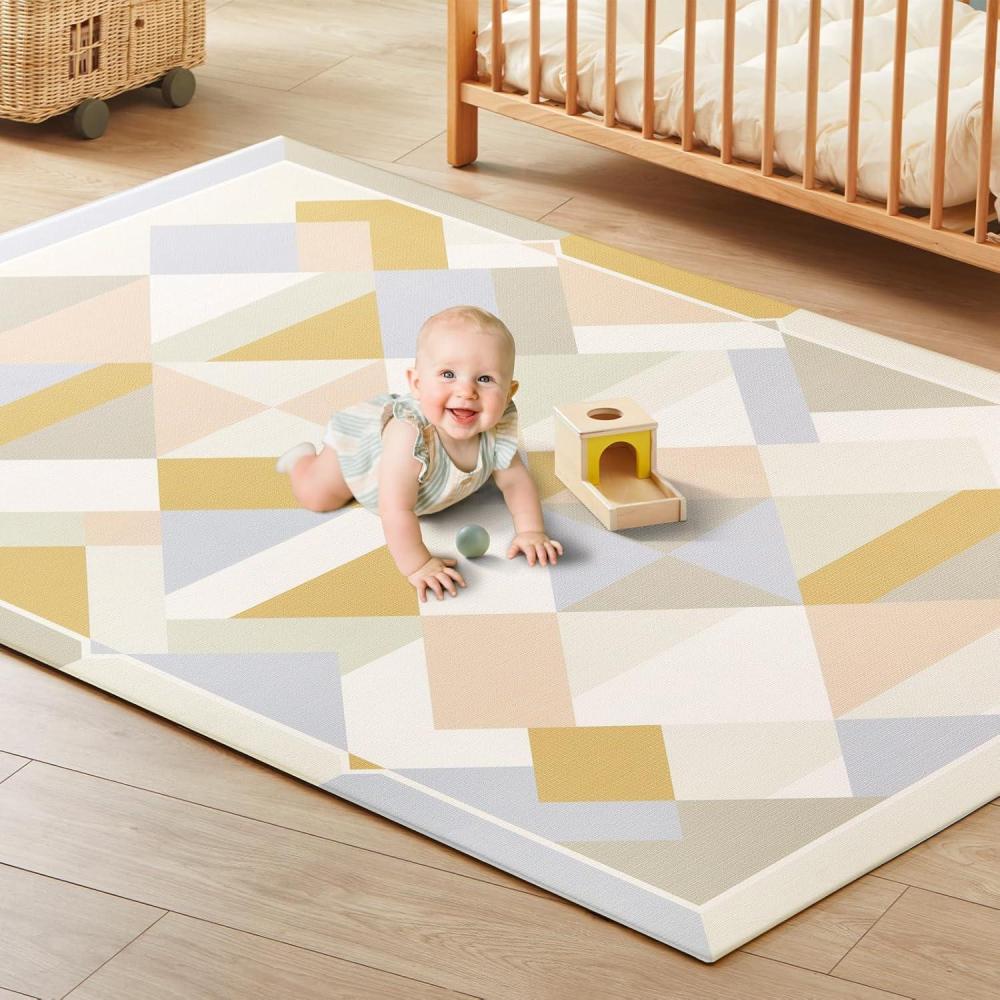imageTiny Land Baby Play Mat  Extra Large 78x55 Waterproof Crawling Playmat for Infants amp Toddlers Reversible NonSlip Foam Floor Mat Soft Thick Foldable Modern Zoo OasisModern Zoo Oasis