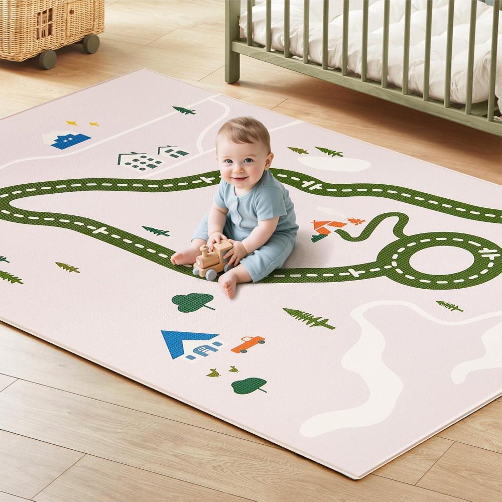 imageTiny Land Baby Play Mat Extra Large 78x55 Waterproof Crawling Playmat for Infants amp Toddlers Reversible NonSlip Foam Floor Mat Soft Thick Foldable Modern Zoo OasisForest Wonders