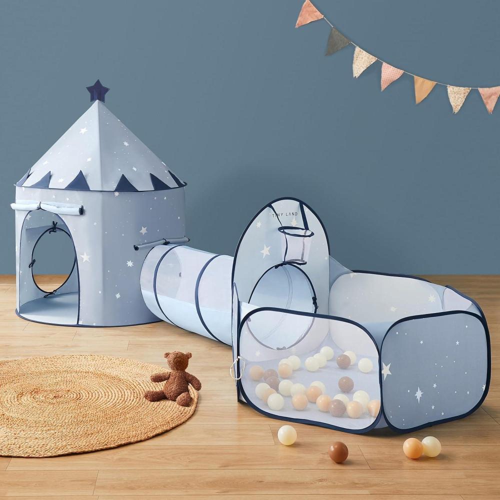 imageTiny Land Kids Play Tent with Tunnel Pop Up Play Tent with Ball Pits for Toddlers Baby Tent with Carry Bag Toddler Tents IndoorBlue