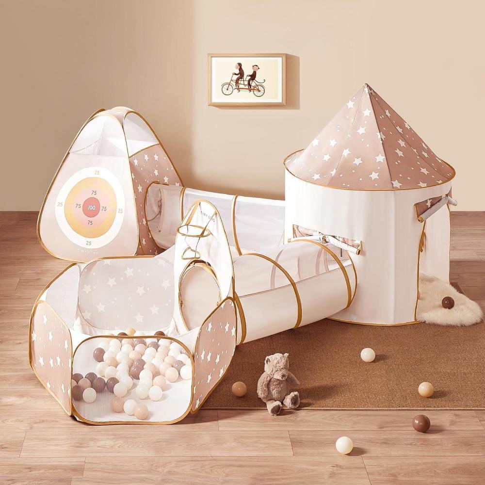 imageTiny Land Play Tunnel and Ball Pit for Toddlers 5pcs Indoor Playground Foldable Pop Up Tents with Carry Bag Outdoor Playhouse with Crawling Toys amp Play Tent Gift for Boys and Girls