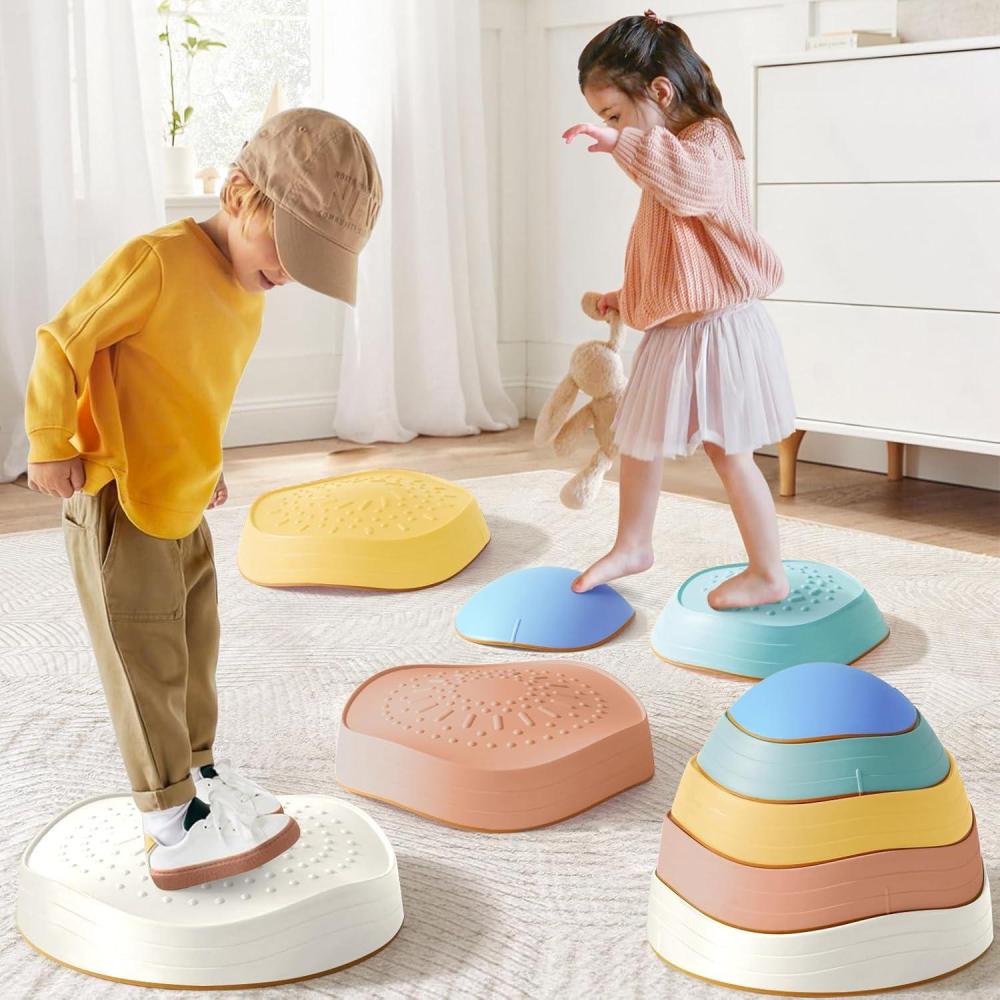 imageTiny Land Stepping Stones for Kids 5pcs NonSlip Toddler Stepping Stones Sensory Stepping Stones for Promoting Toddlers Balance amp Coordination Skills Stepping Stones for Toddlers 35Morandi Color