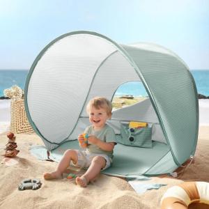 Tiny Land Baby Beach Tent – Pop Up Baby Tent with UV Protection, Portable Baby Beach Essentials, 35″x28″x32″ Sun Shelter for Infants, Baby Outdoor Use (Pink)(Pastel Aqua)