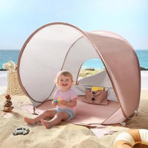 Tiny Land Baby Beach Tent – Pop Up Baby Tent with UV Protection, Portable Baby Beach Essentials, 35″x28″x32″ Sun Shelter for Infants, Baby Outdoor Use (Pink)(Sunset Blush)