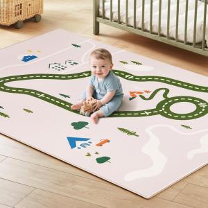 Tiny Land Baby Play Mat – Extra Large 78″x55″ Waterproof Crawling Playmat for Infants & Toddlers, Reversible Non-Slip Foam Floor Mat, Soft Thick Foldable (Modern Zoo Oasis)(Forest Wonders)