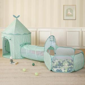 Tiny Land Kids Play Tent with Tunnel, Pop Up Play Tent with Ball Pits for Toddlers, Baby Tent with Carry Bag, Toddler Tents Indoor(Green)