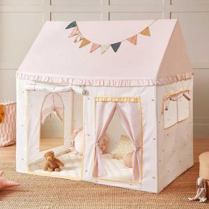 Tiny Land Kids Tent with Mat, Kids Play Tent for Toddlers, Playhouse for Kid Indoor, Ideal Toy Gift for 3+ Girls, Play Room Furniture(Pink and Creamy White)