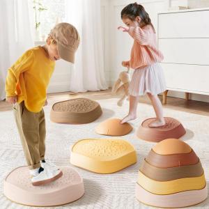 Tiny Land Stepping Stones for Kids, 5pcs Non-Slip Toddler Stepping Stones, Sensory Stepping Stones for Promoting Toddler’s Balance & Coordination Skills, Stepping Stones for Toddlers 3-5(Yellow)