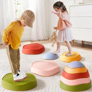Tiny Land Stepping Stones for Kids, 5pcs Non-Slip Toddler Stepping Stones, Sensory Stepping Stones for Promoting Toddler’s Balance & Coordination Skills, Stepping Stones for Toddlers 3-5(Vintage Color)