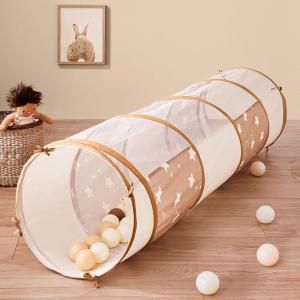 Tiny Land Tunnel Toys for Toddlers, 69″ x 18″ Baby Tunnel Crawl Indoor, Play Tunnel for Kids to Crawl Through, Pop Up Dog Tunnel, Baby Outdoor Toys(Khaki)