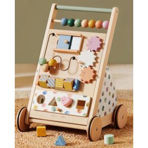 Tiny Land Wooden Baby Walker, Adjustable Speed Baby Push Walker for Boys and Girls, Montessori Activity Center Push Toy for Kids’ Development, Ideal Christmas Gift for Toddlers (Rainbow)(Morandi)