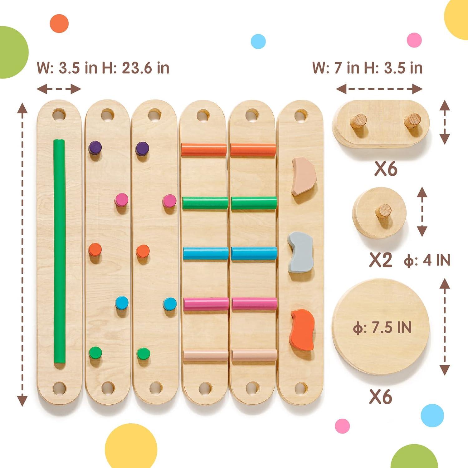 imageTiny Land Wooden Balance Beam 6 PCS Toddler Balance Boards Montessori Balance Beam for Kids Development Coordination Motor Skills Gymnastics Obstacle Course Toys for Girls Boys