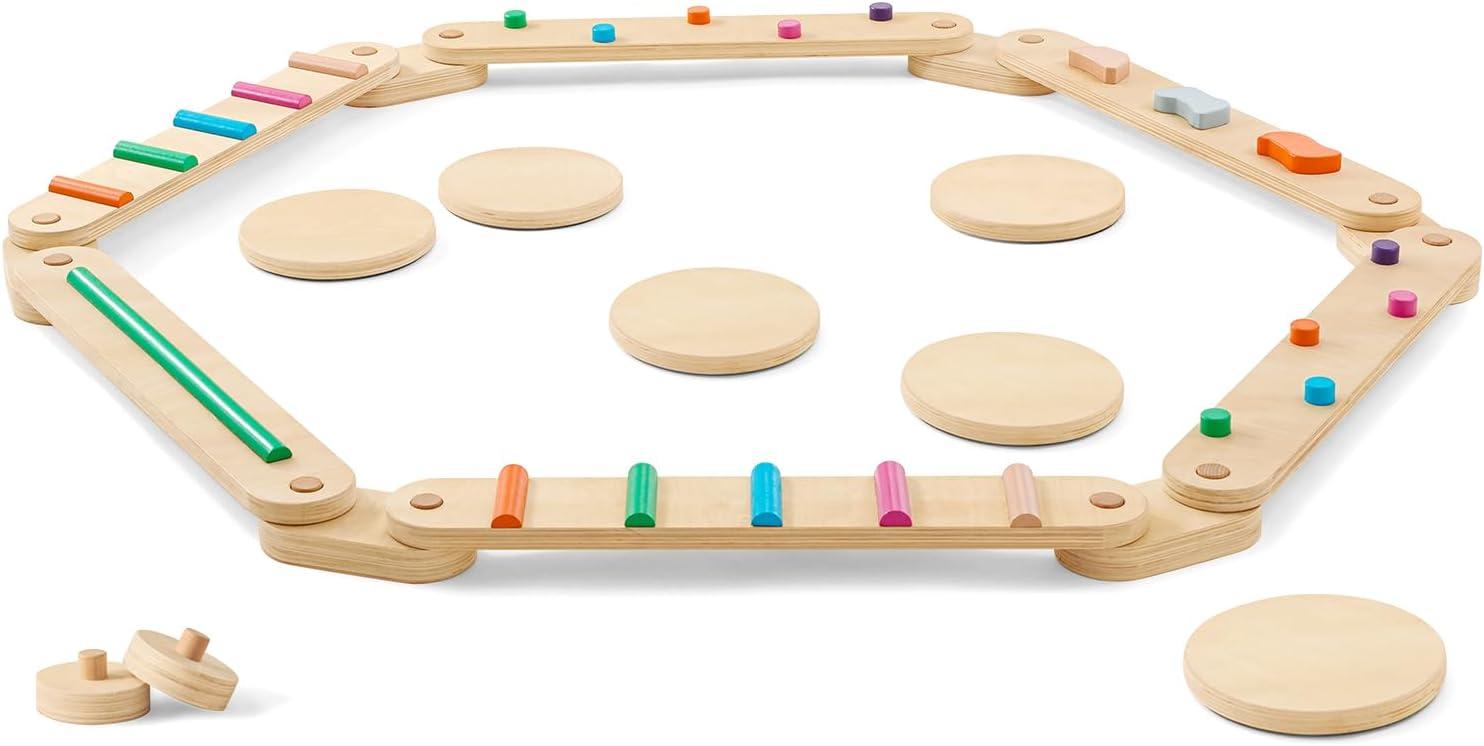 imageTiny Land Wooden Balance Beam 6 PCS Toddler Balance Boards Montessori Balance Beam for Kids Development Coordination Motor Skills Gymnastics Obstacle Course Toys for Girls Boys