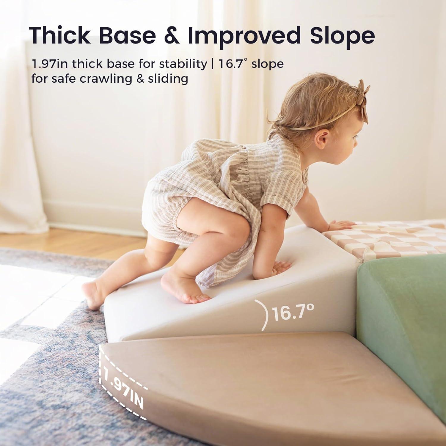 imageTiny Land Soft Foam Climbing Blocks for Toddlers 6Piece Baby Foam Climbing Blocks Indoor Playground Climbing Toys Ideal Gift for Kids Activity Crawling and Sliding Foam Play Set MorandiVintage