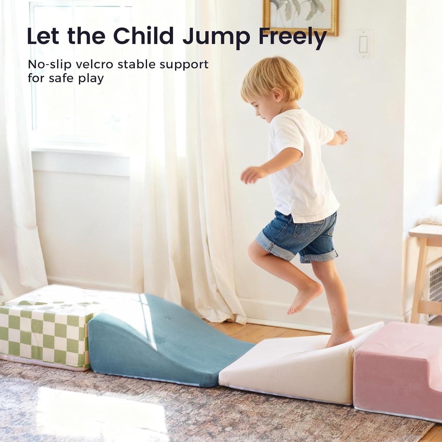 imageTiny Land Soft Foam Climbing Blocks for Toddlers 6Piece Baby Foam Climbing Blocks Indoor Playground Climbing Toys Ideal Gift for Kids Activity Crawling and Sliding Foam Play Set MorandiMorandi