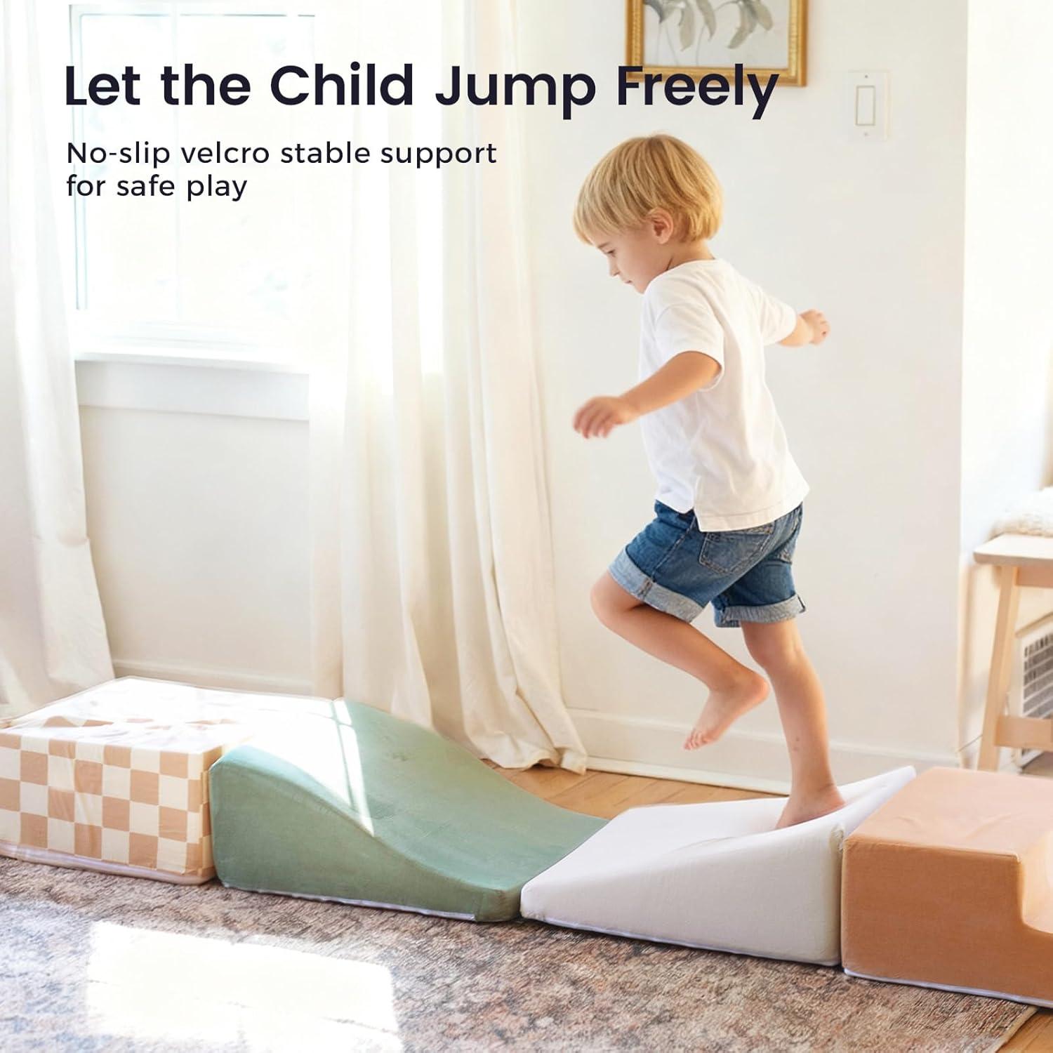 imageTiny Land Soft Foam Climbing Blocks for Toddlers 6Piece Baby Foam Climbing Blocks Indoor Playground Climbing Toys Ideal Gift for Kids Activity Crawling and Sliding Foam Play Set MorandiVintage