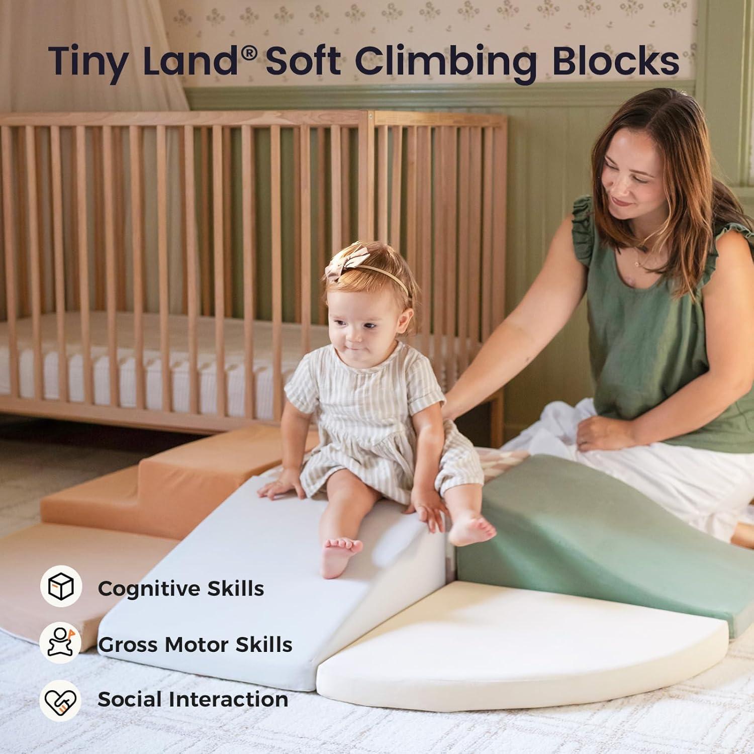 imageTiny Land Soft Foam Climbing Blocks for Toddlers 6Piece Baby Foam Climbing Blocks Indoor Playground Climbing Toys Ideal Gift for Kids Activity Crawling and Sliding Foam Play Set MorandiVintage