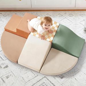 Tiny Land Soft Foam Climbing Blocks for Toddlers, 6-Piece Baby Foam Climbing Blocks, Indoor Playground Climbing Toys, Ideal Gift for Kids Activity Crawling and Sliding Foam Play Set (Morandi)(Vintage)
