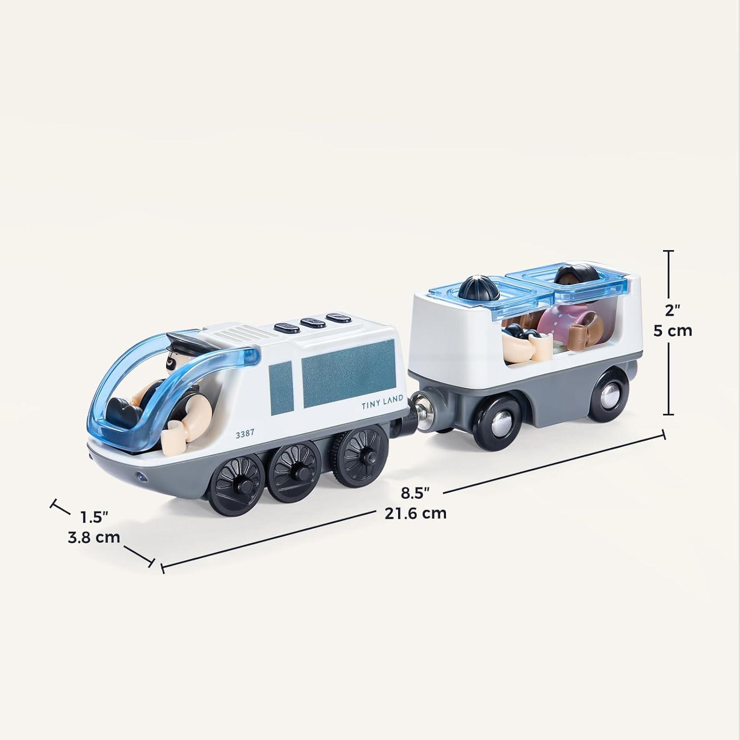 imageTiny Land Battery Operated Action Locomotive Train Powerful Engine Bullet Train Set Compatible with Major Brand Tracks Battery Powered Track Toys for Toddlers Boys Girls Kids 3 4 5 RedWhite