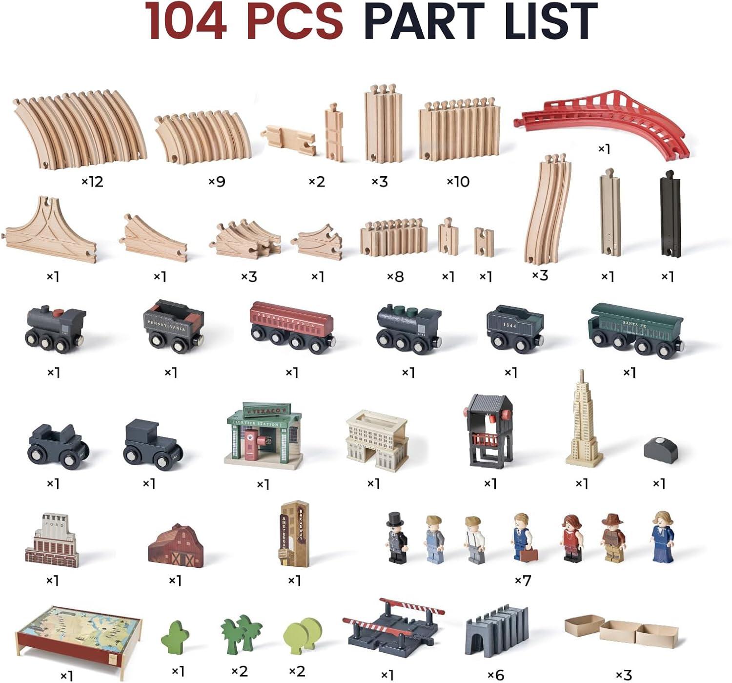 imageTiny Land Large Wooden Train Table 479x352 100PCS Train Set 3 Storage Bins Activity Playset for Kids Ages 3