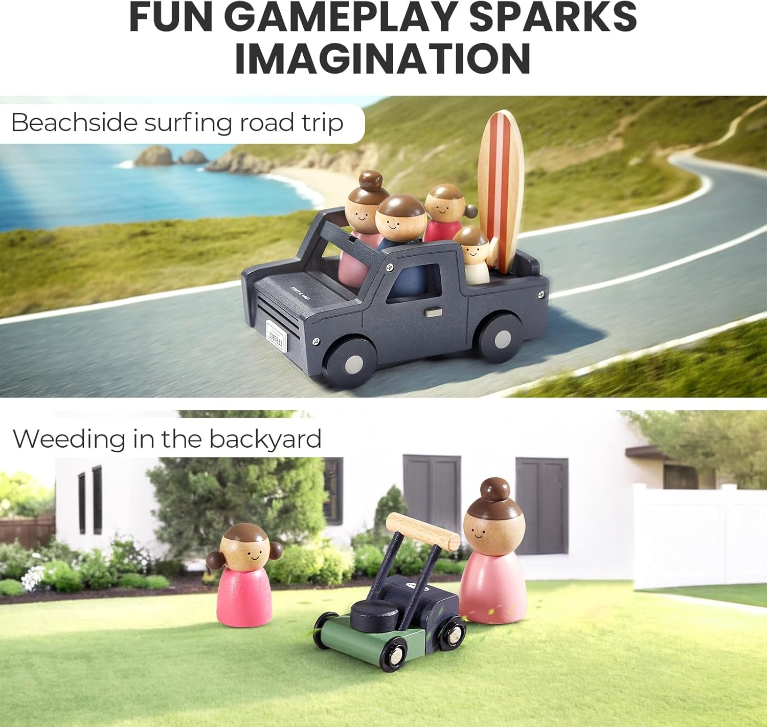 imageTiny Land Modern Family Dollhouse amp Wooden Dollhouse Garage Toy Set