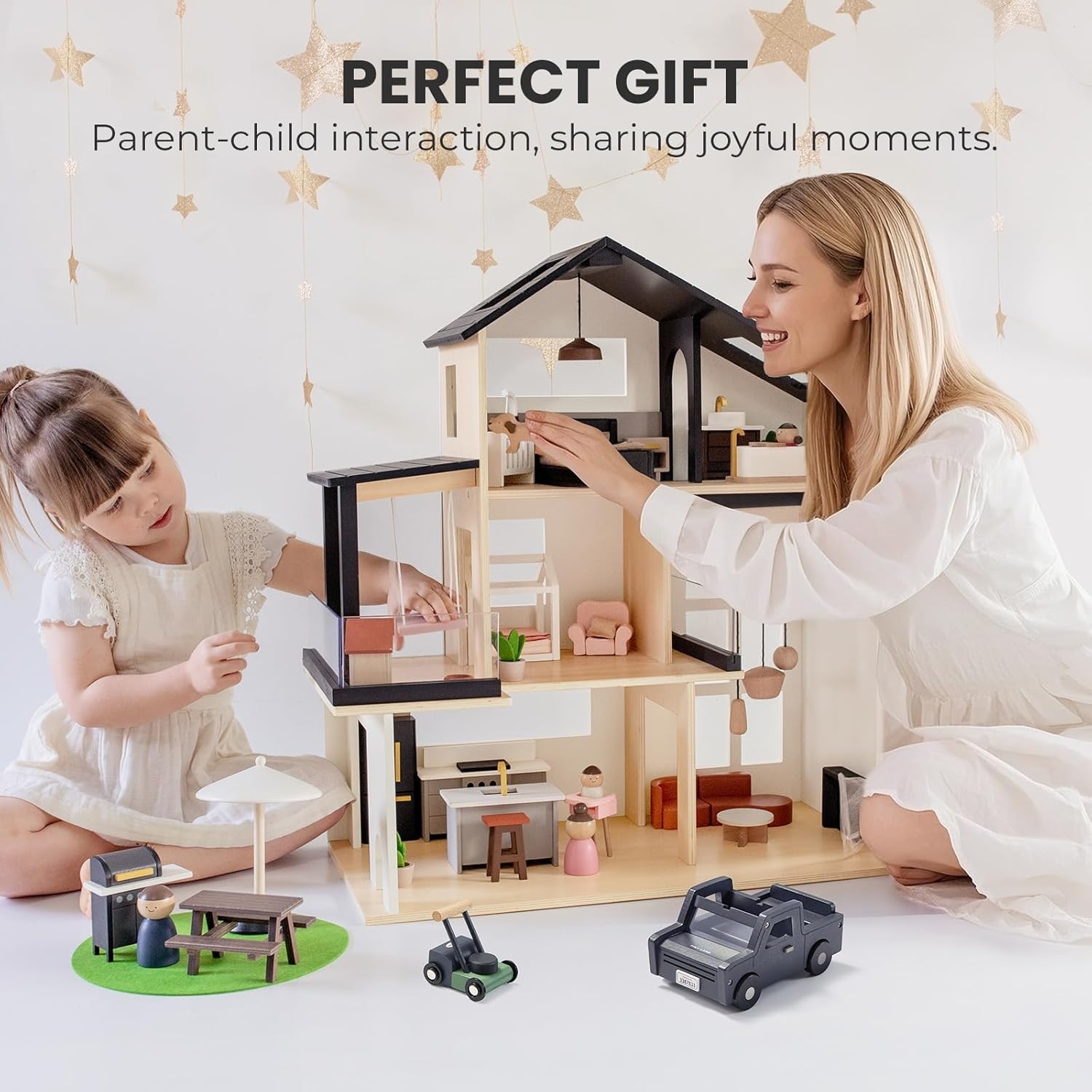imageTiny Land Modern Family Dollhouse amp Wooden Dollhouse Garage Toy Set