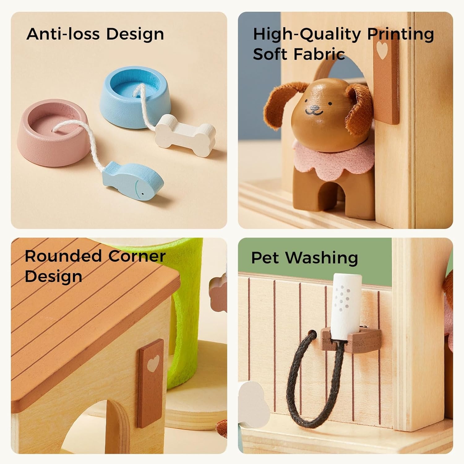 imageTiny Land Wooden Dollhouse Animal Set for Toddlers Dollhouse Accessories amp Dolls House Furniture Sets for Toddlers Montessori Pretend Play Family Pets Set Toys Gift for Kids Age 3